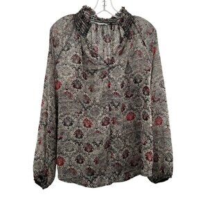 Bucketlist Women's Sheer Smocked V-Neck Top Multicolor Size Small